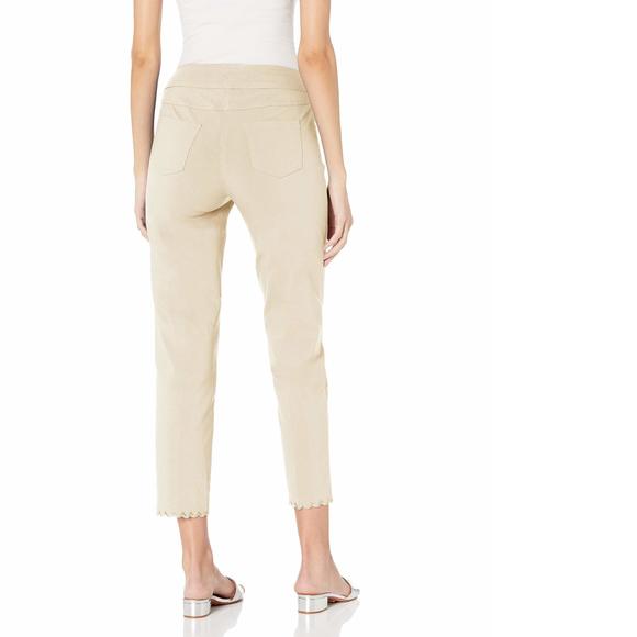 SLIM-SATION Women's Pants Beige Size 4 Flat Front Cropped Stretch - Picture 2 of 3